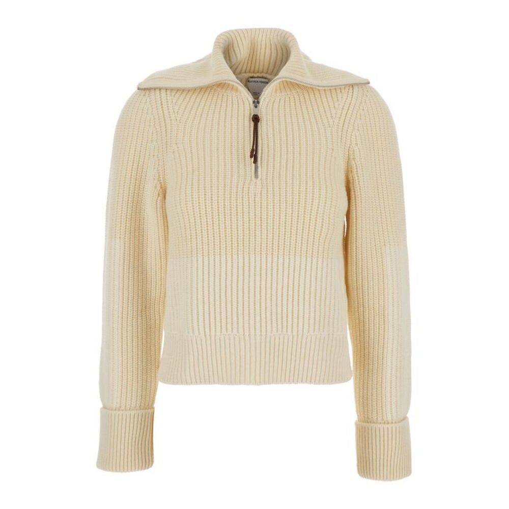 Bottega Veneta Women Mw Wool English Rib Knt Sweater With Half Zip